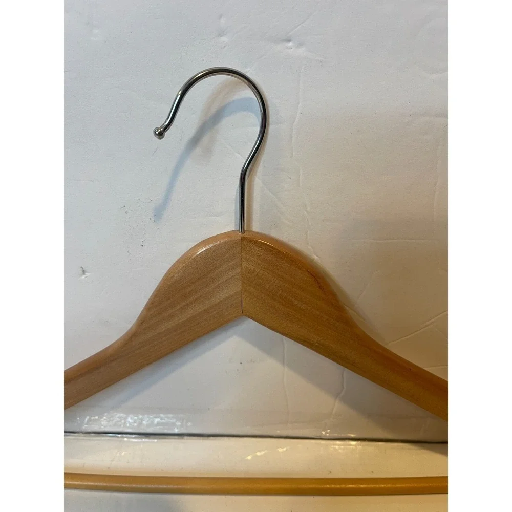 10PK Wooden Hangers for Clothes Wood Durable & Slim Coat Hanger Natural Brown